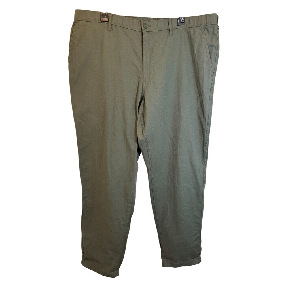 Uniqlo Mens XXL Green Linen Blended Relaxed Pants 321-425148 NWT